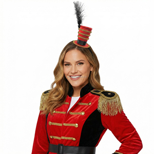 Mini chapeau de cirque, costume de cirque, bandeau à plumes pour Halloween, épaulettes cérémonielles d'Halloween, épaulettes à pompons - Product Image 2