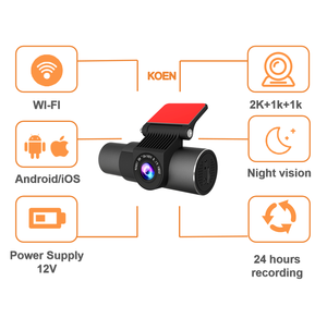Amazon Mới Tốt Nhất Dashcam 2K Ẩn WIFI <span class=keywords><strong>3</strong></span> Kênh Camera Lùi Tầm Nhìn Ban Đêm 12V Đầu Ghi Hình Xe An Ninh Dash cam - Product Image 2