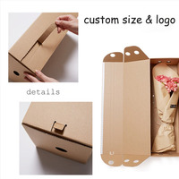 Boîte à fleurs rectangulaire recyclable avec logo personnalisé en relief, boîte d'emballage en carton gris de différentes tailles pour bouquets de fleurs
