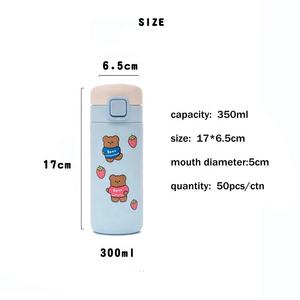 Botón de presión Botella para niños 12oz Niños Diseño lindo Taza reutilizable Botella de agua aislada Frascos de vacío de dibujos animados de <span class=keywords><strong>gran</strong></span> calidad - Product Image 4