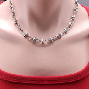 Studded Spike Chain Necklace <b>Bracelet</b> <b>Set</b> Zinc Alloy Geometric Fashion Jewelry Unisex Streetwear Accessory - Product Image 3
