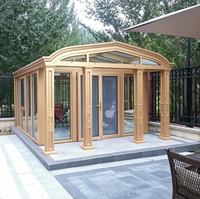 Véranda en aluminium à toit double courbé, serre moderne extérieure en verre trempé double, couleur personnalisée, jardin d'hiver pour villa et patio