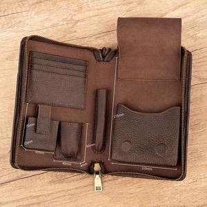 Porte-cartes de voyage portable en cuir PU, design classique, sac de rangement à fermeture éclair pour tabac - Product Image 3