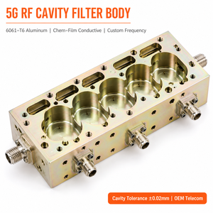 ตัวกรองความถี่วิทยุ RF แบบกลวงที่ทำจากอะลูมิเนียมด้วยเครื่อง CNC ความแม่นยำสูง สำหรับสถานีฐานโทรคมนาคม 5G แบบแบนด์พาส ผลิตตามสั่ง - Product Image 1