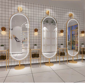 SWT de metal elegante oro doble lado salón espejo Barbero tienda espejos con soporte y Luz - Product Image 4