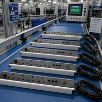 Bloc d'alimentation multiprise 3 prises en alliage d'aluminium pour montage en rack, prise PDU universelle, distribution d'alimentation, prise PDU UK 13A avec RJ45