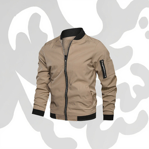 Chaqueta Bomber de Primavera para Hombre, Tejida, con Cuello Alto, Cortavientos, Manga Larga, Cierre de Cremallera, Estilo 2025 - Product Image 3
