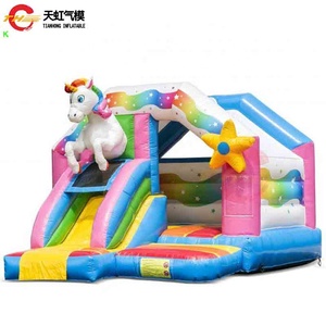 <span class=keywords><strong>Château</strong></span> gonflable licorne en PVC commercial avec toboggan pour enfants, idéal pour les fêtes et les carnavals - Product Image 1