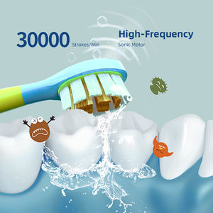 Brosse à dents électronique pour enfants, lot de 2 têtes, pas besoin de charge, alimentée par piles AAA, étanche IPX7, 3 modes de nettoyage - Product Image 2