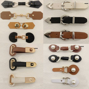 Boucle de fermeture en cuir pour manteau, clip décoratif pour poignets, sangle décorative pour la taille, boucles à bascule en cuir, fermoir en cuir à verrouillage rotatif - Product Image 1