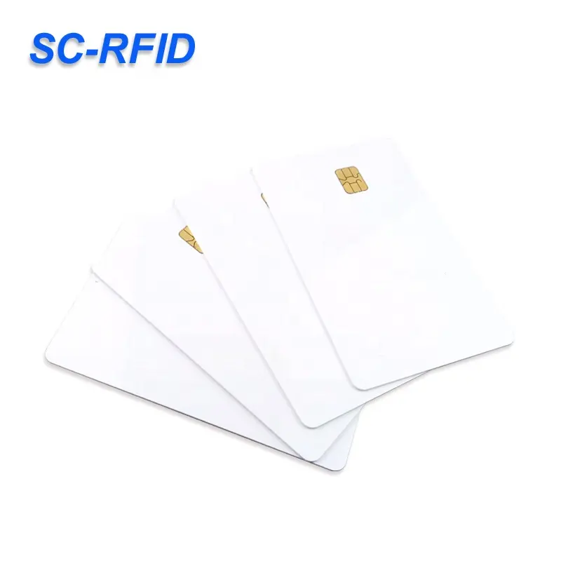 Kartu IC kontak RFID 4442 chip kustom cetak kosong kartu pintar PVC pabrik sekarang