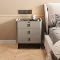 Vente directe d'usine, table de chevet intelligente avec chargeur sans fil à induction, éclairage tricolore, armoire, cadre en bois massif