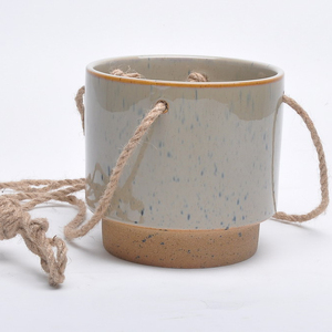 Vasi di fiori in ceramica a buon mercato decorativi del giardino di casa all'ingrosso che appendono il vaso della fioriera con la <span class=keywords><strong>corda</strong></span> - Product Image 3