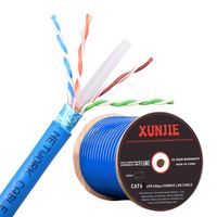 Kabel Ethernet Jaringan FTP Cat6 305m 1000FT 23AWG Tembaga Padat CCA Jaket PVC Merek Xunjie 4 Pasang