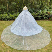 Robe de Quinceañera bleue, robe de bal, fournisseurs, grande taille, robe de mariée séquentielle, décorations en cristal, dos en dentelle, vêtements de fête pour femmes