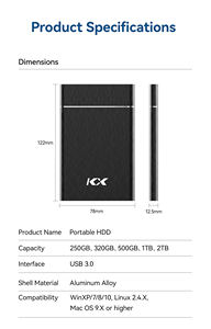 Портативный HDD 250GB 500GB 1TB 2TB USB 3,0 микро интерфейс алюминиевый сплав внешний HDD высокая скорость 130MBs чтение записи - Product Image 6
