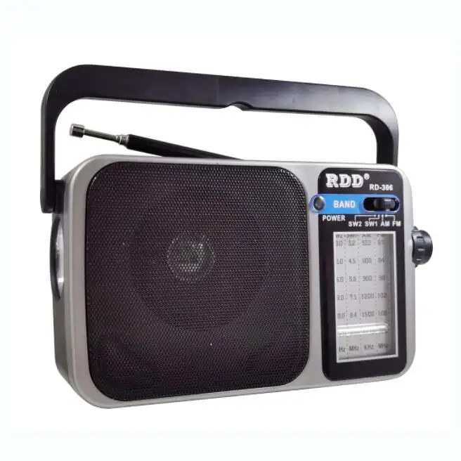 RD-306 المنزل AM/FM/SW1-2 4bands راديو محمول مع وحدة إضاءة ليد ذات بطاريات قابلة للشحن مصباح شعلة و المصغّر USB تهمة فتحة