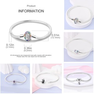 Bracciale Charm in <span class=keywords><strong>Argento</strong></span> Sterling <span class=keywords><strong>925</strong></span> Fai-da-Te, Gioielli alla Moda per Donne, Bracciali e Bangle con Zirconi a Forma di Serpente - Product Image 3