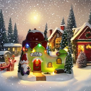 Adorno de resina de Casa de elfo LED de color personalizable, decoración de mesa hecha a mano para vacaciones de Navidad, suministro de <span class=keywords><strong>regalo</strong></span> de calidad - Product Image 6