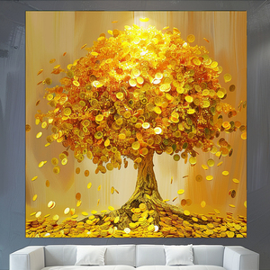 Salon décor arbres dorés photo impressions sur toile or argent arbre mur Art paysage peinture - Product Image 3