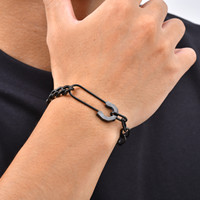 Bracelet chaîne trombone CELES en acier inoxydable plaqué PVD étanche, bijou de mode avec fermoir trombone intégral