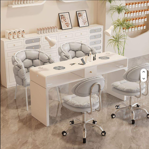 Modern Manicure <b>Table</b> Nail Bar Station Pedicure Salon Furniture Nail Dust Desk Nail <b>Tables</b> Metal Top Beauty Salon Living Room - Product Image 2