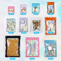 Pochette Mylar personnalisée avec fermeture éclair 3.5, petit sachet à fermeture éclair, sac en plastique holographique à fermeture éclair pour l'emballage des petites entreprises