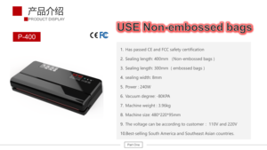Máquina de Envasado <span class=keywords><strong>al</strong></span> Vacío Doméstica Compacta de Plástico con Boquilla Automática Eléctrica P400 - Product Image 2