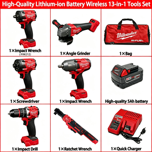 Juego de Herramientas Eléctricas OEM que Incluye Llave de Impacto, Llave de Trinquete, Amoladora Angular, 2 Baterías y Cargador - Product Image 2