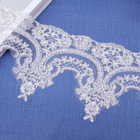 Tissus brodés blancs de haute qualité, écologiques, avec garnitures en dentelle brodée en maille sexy et fleurs 3D appliquées de 13,7 cm pour femmes