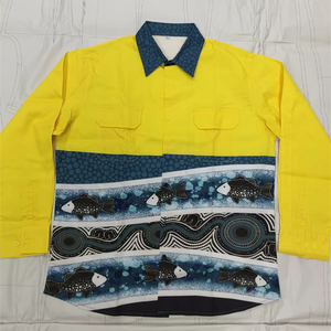 Men <strong>Hi</strong> <strong>Vis</strong> Full Sleeve High Visibility Printing <strong>Button</strong> up Reflective Cotton Work Safety Shirt - Product Image 1
