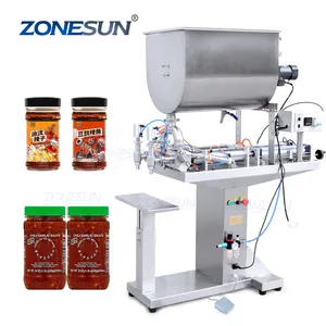 ZONESUN ZS-GTFS2 Semi Automatic Chutney Vinagrete Molho Garrafa Máquina De Enchimento De Pasta De Alta Viscosidade Com Misturador E Aquecedor