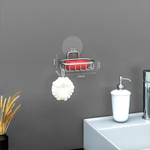 Yeni ürün duvara monte banyo depolama rafı kendinden yapışkanlı su geçirmez Oval Metal sabunluk tutucu