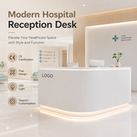 Comptoir de réception en L blanc avec éclairage LED, finition laquée piano étanche pour hôpital, hôtel, spa, Sicile côtière