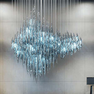 Luminaire suspendu design Lobby d'hôtel Lustre créatif irrégulier d'art en cristal de verre coloré de luxe - Product Image 5