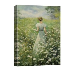 Lienzo envuelto en galería, arte de paisaje Natural, lienzo rústico para niña, de la pared Decoración Arte, imagen de flores silvestres de granja, obra de arte enmarcada - Product Image 1