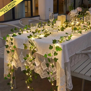 Nhân tạo dây leo với đèn <span class=keywords><strong>LED</strong></span> lá hoa Vòng Hoa Treo cây cây xanh tường nhà trang trí đám cưới 2025 lá chuỗi đèn - Product Image 1