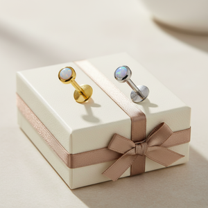 Joyería Corporal de Moda para Mujeres y Hombres, <span class=keywords><strong>Piercing</strong></span> de Acero Inoxidable para Hélix, <span class=keywords><strong>Tragus</strong></span>, Labio, <span class=keywords><strong>Piercing</strong></span> de Ópalo, Anillo de Labret, Pendiente de Espalda Plana - Product Image 6