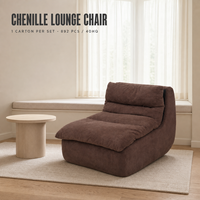 Canapé chaise longue moderne sans structure, une place, design carré, dossier coussin, sans accoudoirs, tissu Sherpa, expédié compressé sous vide