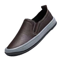 Chaussures décontractées pour hommes, en cuir respirant, à enfiler, polyvalentes, basses, résistantes à l'usure, confortables pour la conduite