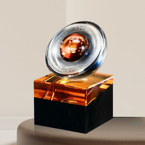 Trofeo de vidrio en blanco para chorro de arena, trofeos de escudo de cristal de color, presentación de lujo, trofeo de <span class=keywords><strong>metal</strong></span>, premios de vidrio - Product Image 2
