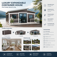 Casa Contenedor Prefabricada de Lujo de Acero de 20 Pies con Techo de Panel Sándwich, Estilo Moderno de Mediados de Siglo, Expandible, para Hogar, Bar o Oficina al Aire Libre