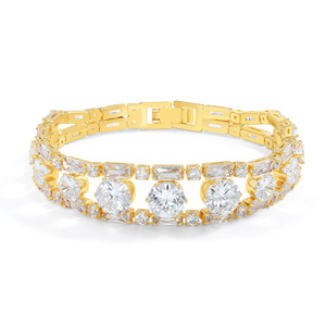 Luxury Gold Plated <b>Copper</b> Cuff <b>Bracelet</b> With Crystal Inlay For Women Party Fashion Jewelry - Product Image 5