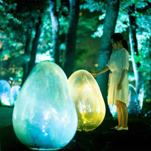 ประติมากรรมรูปไข่ไดโนเสาร์หลากสีสันสำหรับตกแต่งภายนอกอาคาร พร้อมไฟสั่งทำพิเศษสำหรับธีมปาร์คในช่วงเทศกาล ไฟสนามหญ้าแรงดันต่ำสำหรับจัดสวน - Product Image 1