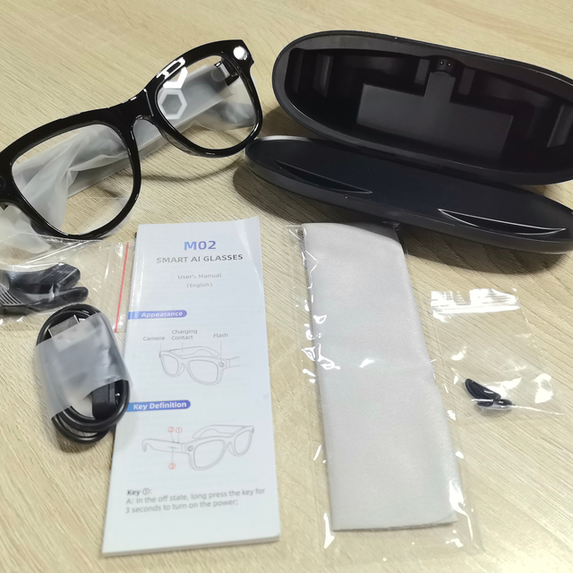 Factory Direct Charging Box AI Smart Glasses Chat GPT 8MP 4K Camera for Wireless Translation Video Recording (ABS