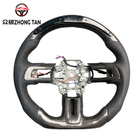 Volant sport en fibre de carbone véritable pour Mustang GT avec cuir rouge et éclairage LED