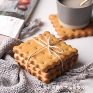 Japanese Style Wooden Coaster Cookie Shape Solid Wood Heat Insulation Pad For Mug <b>Teacup</b> Desktop Mat Square Irregular Design - Product Image 1