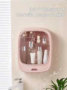 Drill-free Easy Install Bathroom Makeup Holder Waterproof Wall Hanging Cosmetics Organizer <b>Bathing</b> Products <b>Storage</b> Box - Product Image 3