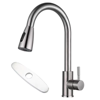 Robinet de cuisine moderne minimaliste en acier inoxydable 304, à arc haute extensible, anti-éclaboussures, à commande monocommande