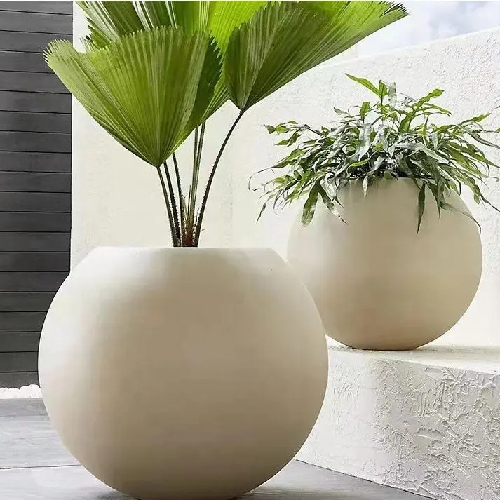 Esfera personalizada Qualidade Decorativa Simples Grande Polígono Branco Vasos De Fibra De Vidro
